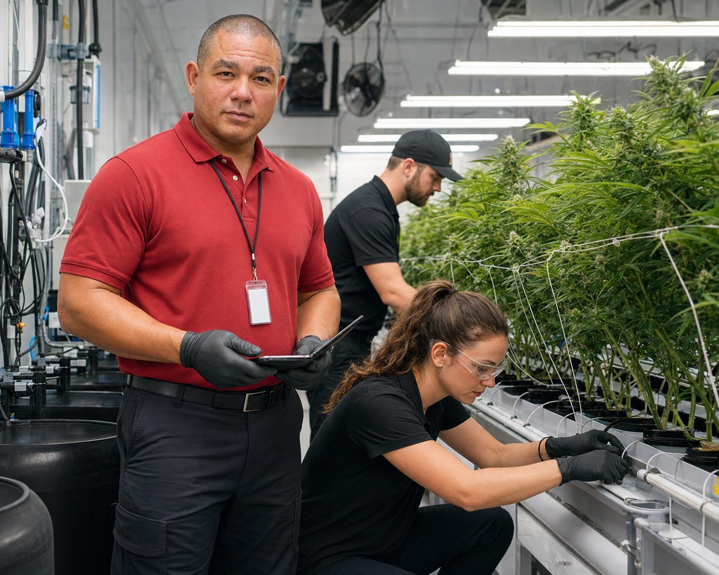 Devin Lockett teaching hemp cultivation in the BiomedRx grow room